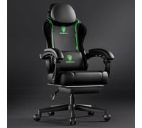 Dowinx Silla de gaming Racing Gamer, silla ergonómica para gaming con soporte lumbar, silla de gaming, de piel sintética, respaldo ancho de 150 kg, verde