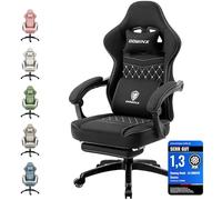 Dowinx Silla de Oficina de Tela para Videojuegos con cojín de muelles ensacados, Silla de Masaje para Gamer con reposacabezas, sillón ergonómico para Juegos de Carreras con reposapiés (Negro)