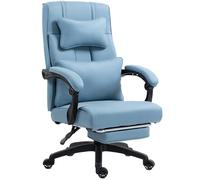 Dowinx Silla de oficina ergonómica con reposapiés, vértebras lumbares ajustables y reposacabezas, silla de oficina ergonómica, silla giratoria para ordenador con respaldo alto, 150 kg (azul)