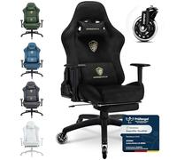 Dowinx Silla de oficina para videojuegos, transpirable y ergonómica, de terciopelo de microfibra, tacto suave, como piel, silla de escritorio ajustable con reposapiés, color negro