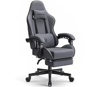 Dowinx Silla Gaming Ergonómica de Tela con Cojín de Muelles, Silla Gamer con Reposacabezas, Soporte Lumbar y Reposapiés, Soporta 150kg, Ideal para Gaming y Oficina , Gris