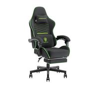 Dowinx Silla Gaming Ergonómica de Tela con Cojín de Muelles, Silla Gamer con Reposacabezas, Soporte Lumbar y Reposapiés, Soporta 150kg, Ideal para Gaming y Oficina , Negro y Gris