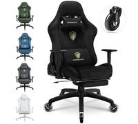 Dowinx Silla para juegos, silla de oficina transpirable y ergonómica de terciopelo de microfibra, tacto suave como piel, silla de escritorio ajustable con reposapiés, color negro claro