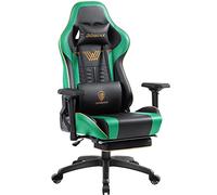 Dowinx Silla para Videojuegos con Respaldo Alto para Ordenador con reposapiés, Transpirable Acolchada Piel sintética con reposabrazos 4D Personalizados, Silla ergonómica para Juego con Masaje (Verde)