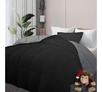 DOWNCOOL Relleno de edredón tamaño Xsize edredón Alternativo para Todas Las Estaciones, Microfibra Ligera y Suave, 4 bucles cosidos en Caja, Lavable a máquina, Negro/Gris