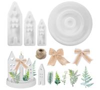 DOWNDRIFT Juego de 4 moldes de silicona para velas, moldes de silicona para fundir, molde de silicona, para Navidad, casa, velas, moldes de silicona para cera de soja, velas, jabón, artesanía