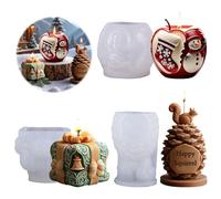DOWNDRIFT Juego de 4 moldes de silicona para velas, moldes de silicona para fundir, molde de silicona, para Navidad, casa, velas, moldes de silicona para casas, moldes de silicona (3)