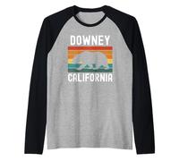 Downey California 562 Los Ángeles Retro Cali Bear Latino Camiseta Manga Raglan