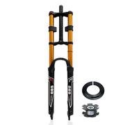 Downhill Mountain Bike Horquilla De Suspensión 26 27.5 29 Pulgadas Horquilla De Aire Recorrido 150mm 1-1/8" Horquilla Delantera Rebound Adjustale Con Bloqueo Freno De Disco QR DH/XC/AM(Gold,26'')