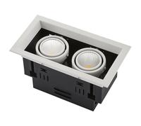 Downlight cuadrado de doble cabezal con cardán de 14/24/40/60 W, iluminación empotrada de ángulo ajustable, focos giratorios tipo ojo, 3 colores seleccionables, 2*20 W - ,2*20w-Neutral light