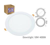 Downlight LED circular JANDEI 18W 4000K corte 200mm pack de 5 luz blanca