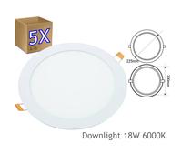 Downlight LED circular JANDEI 18W 6000K aluminio blanco set de 5 unidades