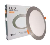 Downlight LED Circular Slim Acero inoxidable 24W, Placa Empotrable Redondo Techo Diamétro 22'5cms, 140 lm/W Gran Luminosidad, Tecnología CCT, Luz Blanca Seleccionable 2700K-4000K-5700K (24, Vatios)