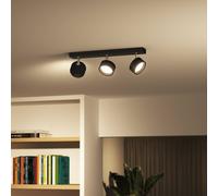 Downlight LED de techo Philips Bracia de 3 luces, negro