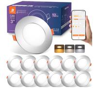 Downlight LED Empotrable Inteligente Níquel, Compatible Alexa, 7W 660 Lumen | 2700K-6000K Regulables, Aplicación y Control por Voz, Smart Foco Empotrables Techo Bluetooth, 230V Ojos de Buey LED 12 Pack