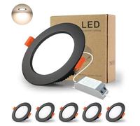 Downlight Led Negro Techo Empotrable,BAGZY 5x 7W Foco techo Redondo=70W (700 LM) 4000K (Luz Blanco Natural), IP44,Recorte 80-90mm, AC 220-240V,Foco de Techo Ultraplano para Dormitorio,Baño,Cocina