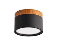 Downlight LED, Nordic Wood Moderno Led Montaje En Superficie Montaje De Luz De Techo, Aluminio Foco Blanco Frío para Comedor Cocina Pasillo,Negro,15W