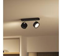 Downlight LED Philips Bracia de 2 luces, negro