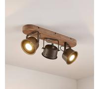 Downlight Rubinjo de Lindby, 45 cm, 3 luces, madera, GU10