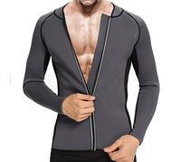 DownLTL Fajas Compresion Reductoras Chaqueta Hombre Neopreno Traje Sauna Long Sleeve Camiseta Running Abdominal Manga Larga con Cremallera Fitness