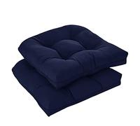 downluxe Outdoor Chair Cushions Set of 2 for Patio Furniture, Waterproof Tufted Overstuffed Patio Furniture Cushions, Thick Outdoor Seat Cushion, 19" X 19" X 5", Navy