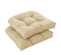 downluxe Outdoor Chair Cushions Set of 2 for Patio Furniture, Waterproof Tufted Overstuffed Patio Furniture Cushions, Memory Foam Outdoor Seat Cushion, 19" X 19" X 5", Khaki