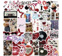 Downtown Girl Y2k 50pcs Downtown Red Pegatinas para Portátil, Botella de agua, Parachoques, Equipaje, Skateboard, Vinilo Impermeable