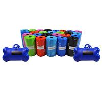 Downtown Pet Supply Bolsas de basura para perros y mascotas con 2 clips de correa y dispensadores (520 bolsas, arcoíris con huellas de patas)