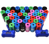 Downtown Pet Supply Bolsas De Caca Basura Del Animal Doméstico De Perro Con Correa Dos Clips Y Dispensadores, 1000 Bolsas, Arco Iris De Colores