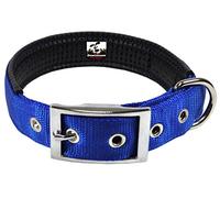 Downtown Pet Supply Collar de perro de lujo, collar de perro acolchado ajustable con hebilla de metal y anillo en D, lavable a máquina y resistente al agua, collar de perro grueso, azul, M, collar de perro mediano