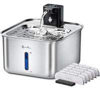 DownyPaws 3L Fuente para Gatos Inalambrica Acero Inoxidable, Ultra Silenciosa por Debajo de 30dB, con Batería de 4000 mAh, Bebedero Automático Gatos con Sensor de Movimiento, con 6 Filtros