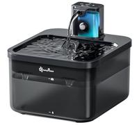 DownyPaws Fuente Agua Gatos sin Cable con Sensor de Movimiento, Negro | 2,5 L Fuente para Gatos Inalámbrica, Bebedero Gatos, Batería Recargable 4000 mAh, Bomba Silenciosa
