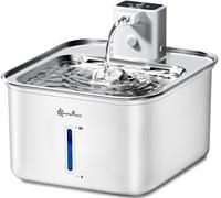 Downypaws Fuente para Gatos Inalámbrica 3L INOX - Bebedero Gatos Automático con Sensor de Movimiento, Batería Recargable 4000mAh, Bomba Silenciosa por de Bebajo 30dB, Blanco