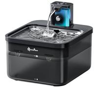 DownyPaws Fuente para Gatos sin Cable con Sensor de Movimiento, Negro | 2,5 L Fuente de Agua Gatos Inalámbrica, Bebedero Gatos, Batería Recargable 4000 mAh, Bomba Silenciosa y Bandeja Acero