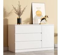 dowowdo Cajonera para dormitorio, armario de almacenamiento blanco con cajón oculto: armario de cama con varios cajones profundos, suelo sólido estable - 120 x 40 x 75 cm