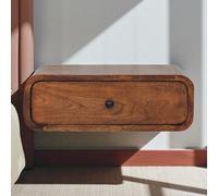dowowdo Mesita de noche flotante de madera maciza, 1 cajón, montado en la pared, acabado caramelo miel, marrón oscuro