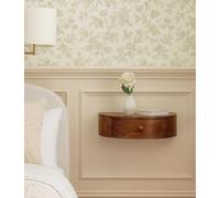 dowowdo Mesita de noche flotante ultraplana, montaje en pared madera maciza con cajón, miel caramelo marrón, cómoda dormitorio