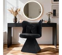 dowowdo Silla giratoria de terciopelo negro con respaldo de mariposa, silla de tocador y comedor para dormitorio, sala de estar y oficina en casa