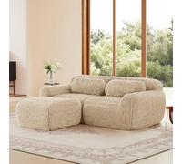 dowowdo Sofá cama en forma de L (sofá de esquina) en beige, 2 plazas con función de dormir extensible y cajonera, sofá modular y pequeño para salón, apto para mascotas