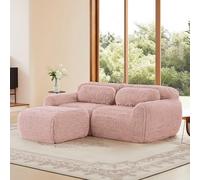dowowdo Sofá cama esquinero en forma de L, color rosa, 2 plazas con función de dormir extensible y cajonera, modular, pequeño sofá para salón, apto para mascotas