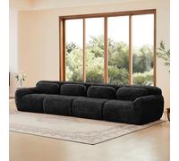 dowowdo Sofá cama modular de 4 plazas negro con función de dormir - Sofá esquinero XL sin montaje, felpa premium, espuma 32D, para salón y dormitorio