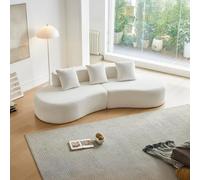 dowowdo Sofá esquinero moderno de 3 plazas, color blanco, forma de arco, sofá de terciopelo, extracómodo, ahorra espacio para espacios pequeños y salones, fácil montaje