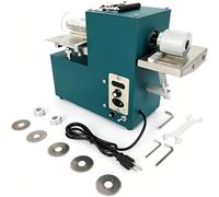 DowPie Máquina eléctrica para Cortar Cuero, cortadora de Correas y Herramienta de Plegado 2 en 1, Ajustable de 0 a 80 mm, Mesa de Acero Inoxidable, para Aficionados y pequeños talleres. 220v