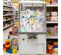 DowPie Máquina expendedora de cápsulas con Doble Cierre, Capacidad para 150 chicles, Ideal para comercios, Entretenimiento y Espacios Infantiles. White-Machine