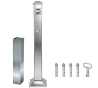 DowPie Papelera Vertical para Cigarrillos, cenicero Comercial para Exteriores, contenedor de residuos Vertical de 120 cm, con Cerradura y Barril extraíble para Espacios públicos y Patios. Silver