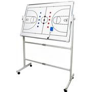 DowPie Pizarra Blanca Ajustable de Doble Cara para Entrenadores, Tablero táctico de fútbol con Ruedas y Panel Reversible de 360°, Ruedas con Freno y Bandeja de Almacenamiento. Basketball