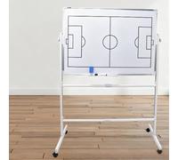 DowPie Pizarra Blanca Ajustable de Doble Cara para Entrenadores, Tablero táctico de fútbol con Ruedas y Panel Reversible de 360°, Ruedas con Freno y Bandeja de Almacenamiento. Football