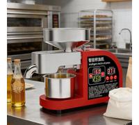 DowPie Prensa de Aceite automática de nueces, Prensa de Aceite de Acero Inoxidable con Control Inteligente de Temperatura, diseño Compacto para Uso doméstico de Aceitunas, ricino y Coco. Red-110V-X6