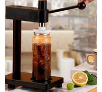 DowPie Selladora de latas Ajustable, selladora de Vasos comerciales - Compatible con frascos de 55 mm de diámetro + 100 Botellas y Tapas para conservación hermética de Bebidas Black