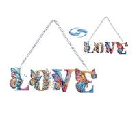 DoxQcs Kit de corona de pintura de diamantes de imitación de flores de mariposa para colgar en la pared del hogar (patrón de doble cara de diamante de una sola cara), amor